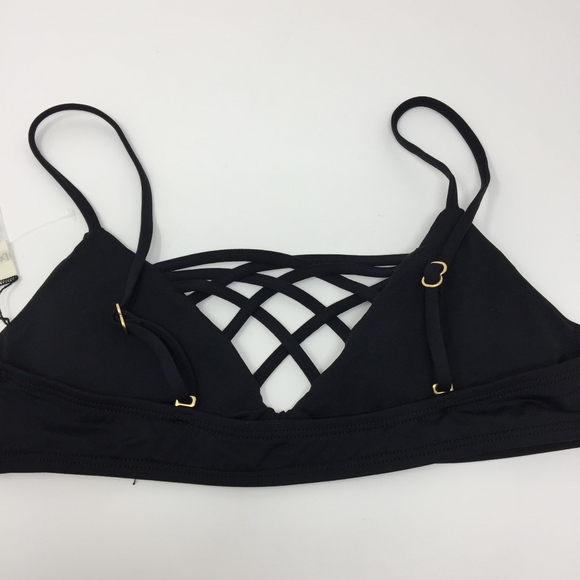 L*Space Jaime Crisscross Bralette Bikini Top Black - Picture 8 of 8